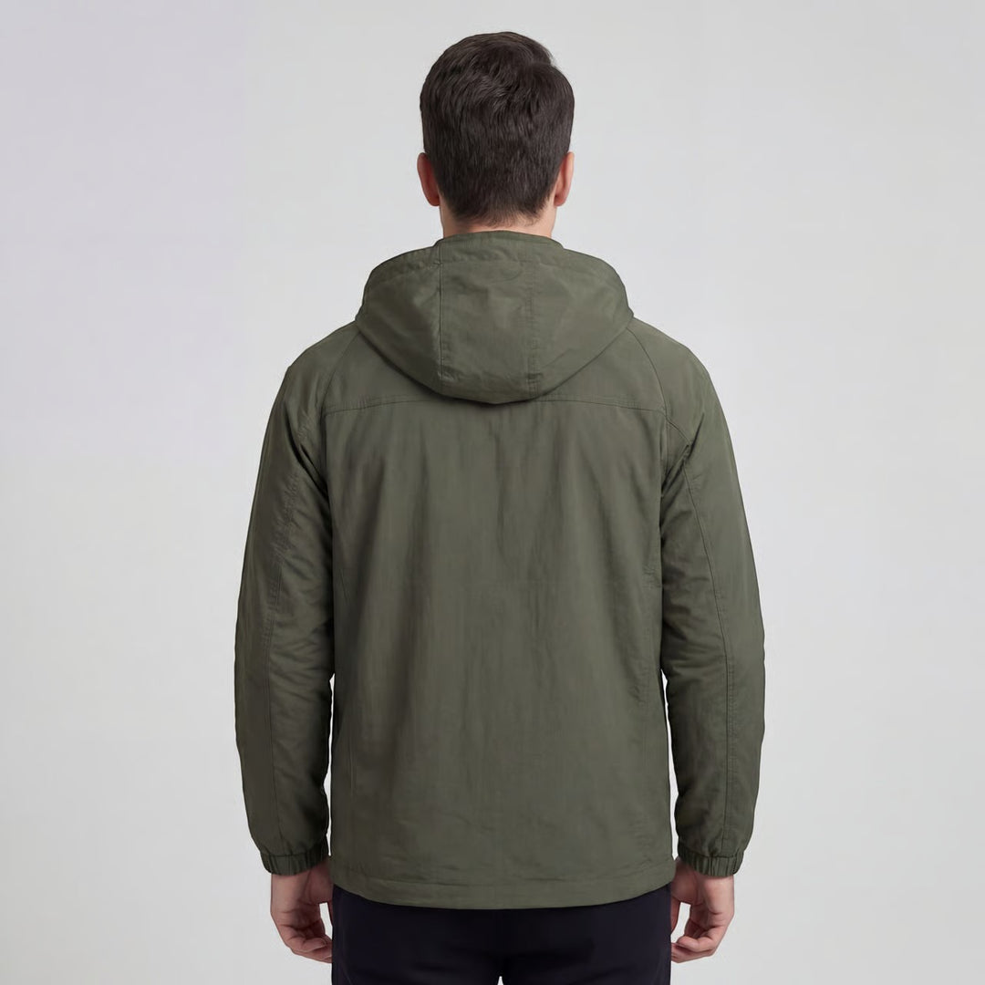 Men's Waterproof Outdoor Jacket in Nylon Blend – Lightweight Fit with Hood