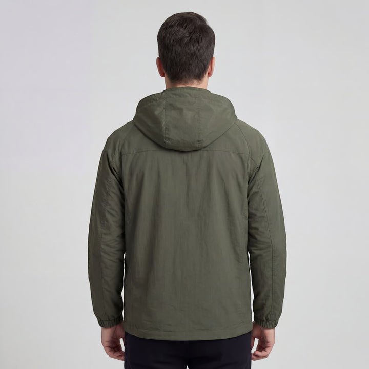 Men's Waterproof Outdoor Jacket in Nylon Blend – Lightweight Fit with Hood