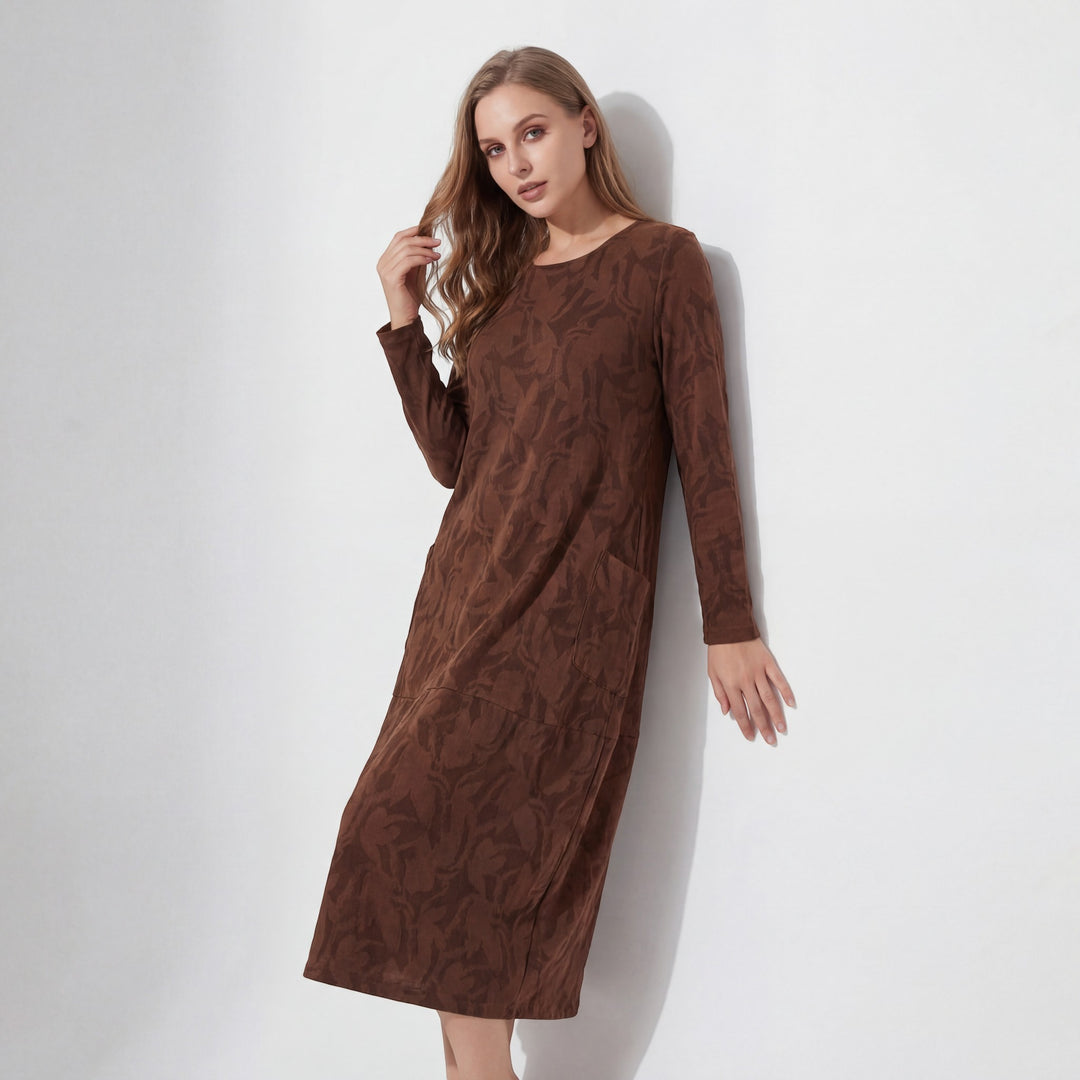 Riche | Robe Midi à Manches Longues en Coton Mélangé pour Femme
