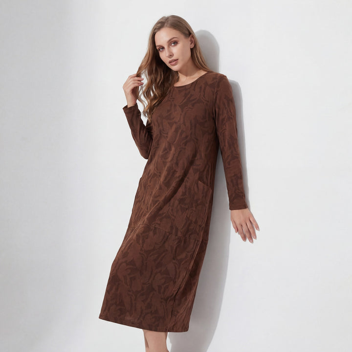 Riche | Robe Midi à Manches Longues en Coton Mélangé pour Femme