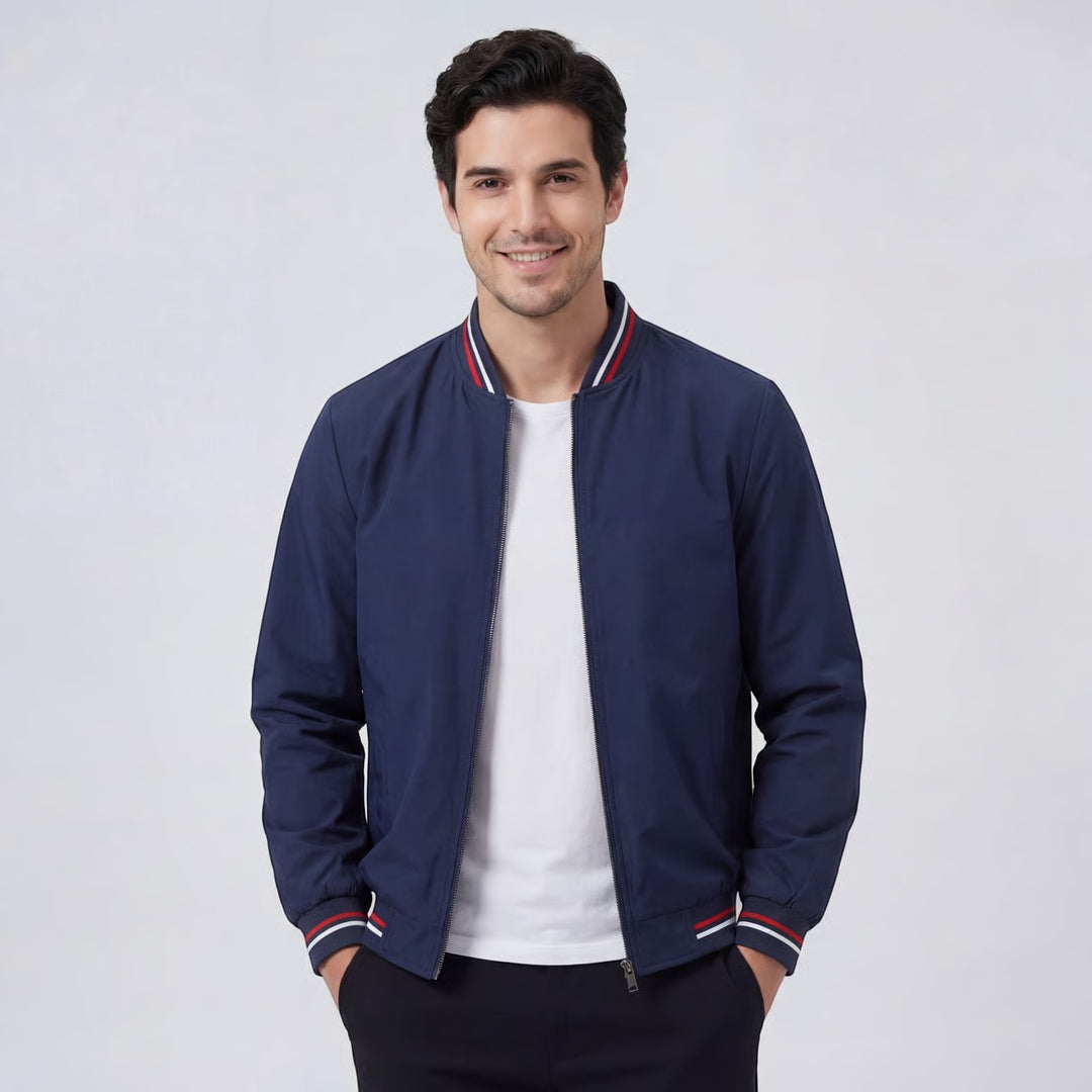 Riche | Veste Zippée Légère en Tissu Tissé à Col Montant pour Homme