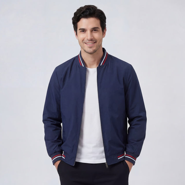 Riche | Veste Zippée Légère en Tissu Tissé à Col Montant pour Homme