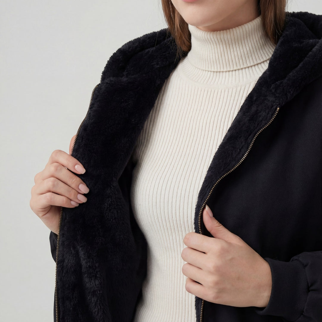 Riche | Vendbar Hættetrøje til Kvinder i Plysstof