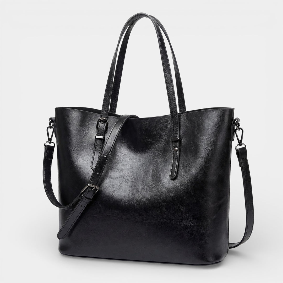 Einfache Ledertasche für Damen – Großes Fassungsvermögen