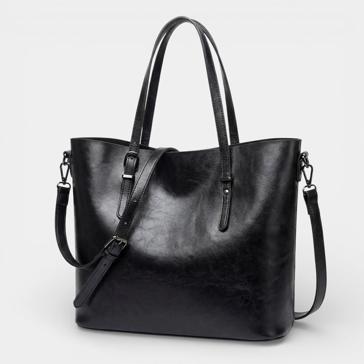Einfache Ledertasche für Damen – Großes Fassungsvermögen