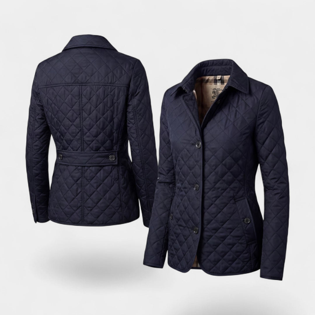 Veste matelassée femme à revers en coton rembourré – Coupe ajustée structurée