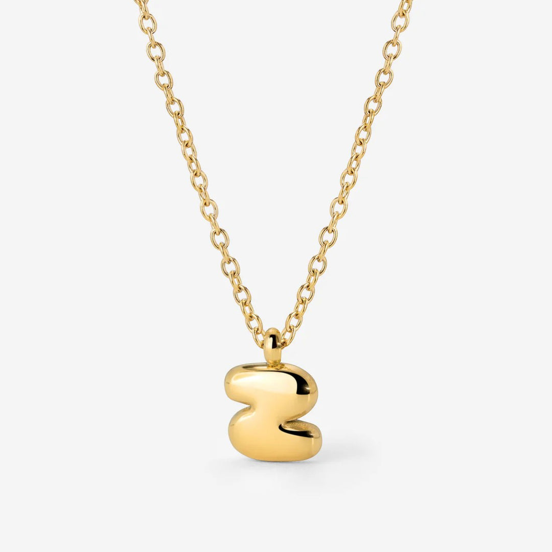 Collier Initiale Plaqué Or pour Femme – Pendentif Lettre Bubble