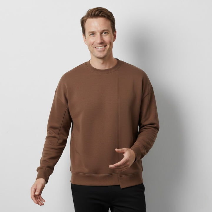 Pull homme en coton mélangé – Coupe décontractée col rond