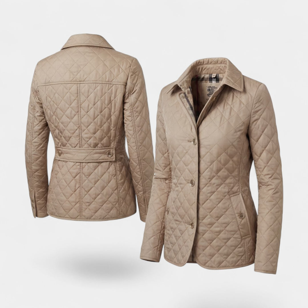 Veste matelassée femme à revers en coton rembourré – Coupe ajustée structurée