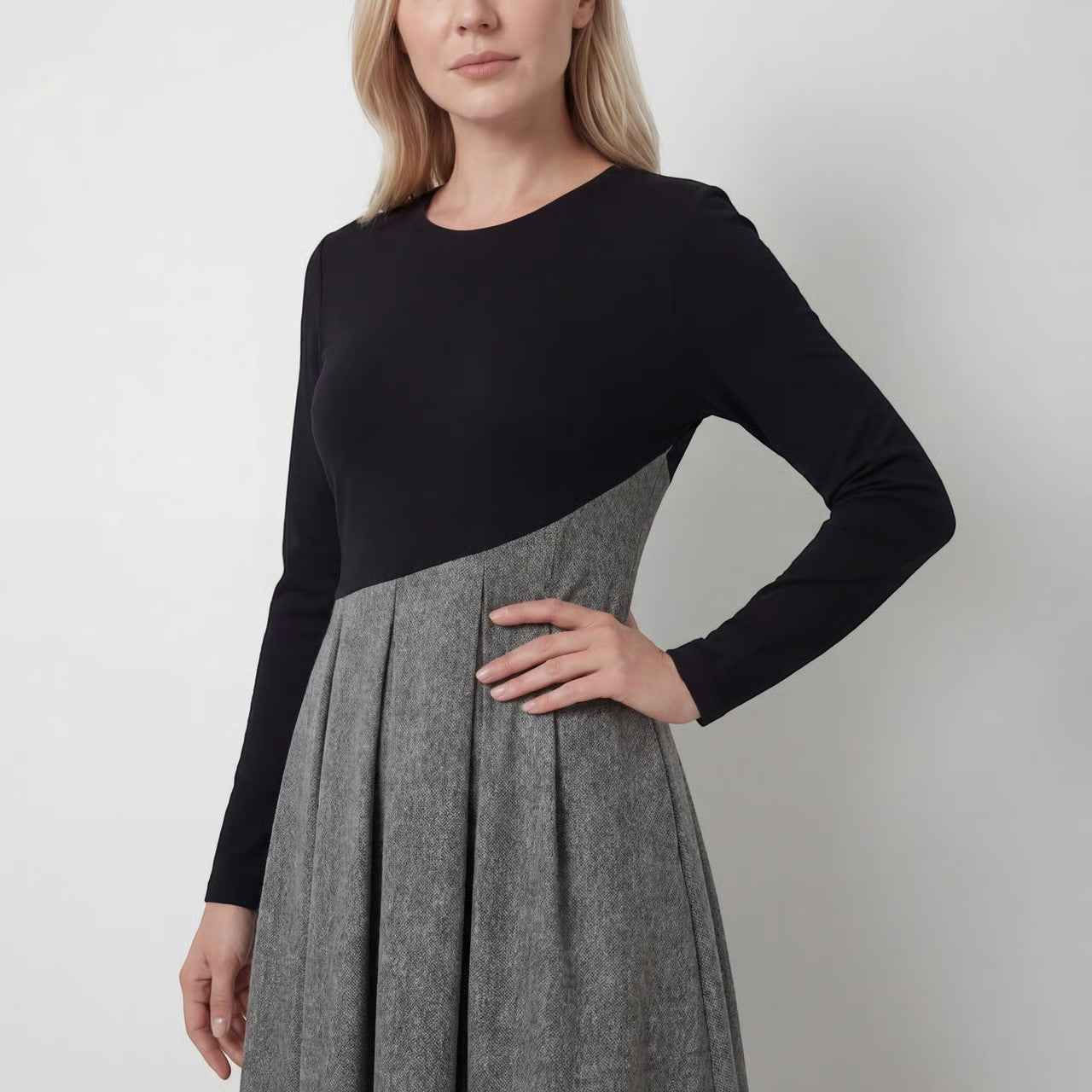 Riche | Robe Maxi Color-Block en Tissu Tissé Souple pour Femme