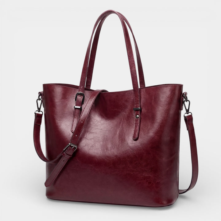 Einfache Ledertasche für Damen – Großes Fassungsvermögen