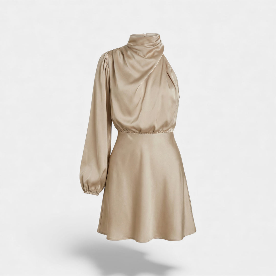 Asymmetrisches Satinkleid für Damen – Asymmetrischer Schnitt
