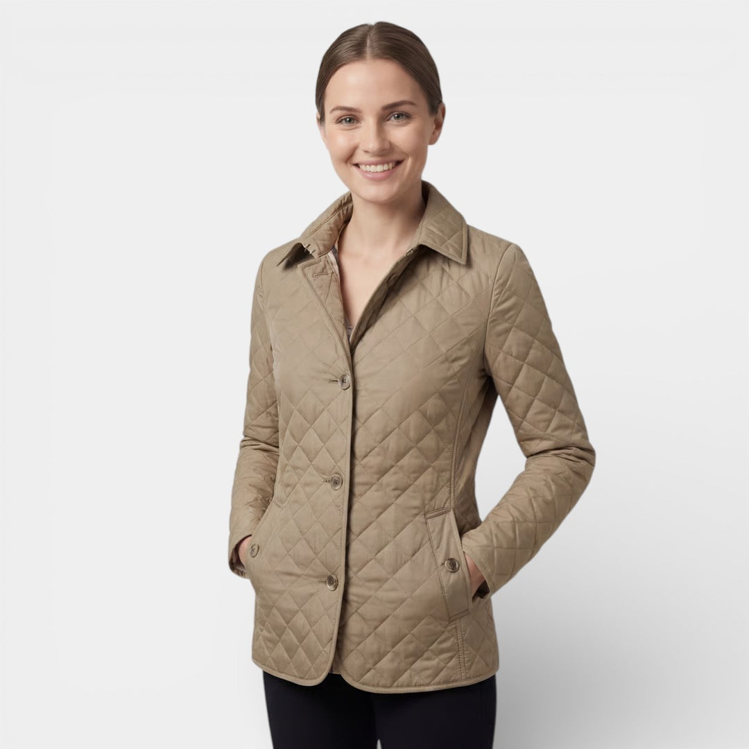 Veste matelassée femme à revers en coton rembourré – Coupe ajustée structurée