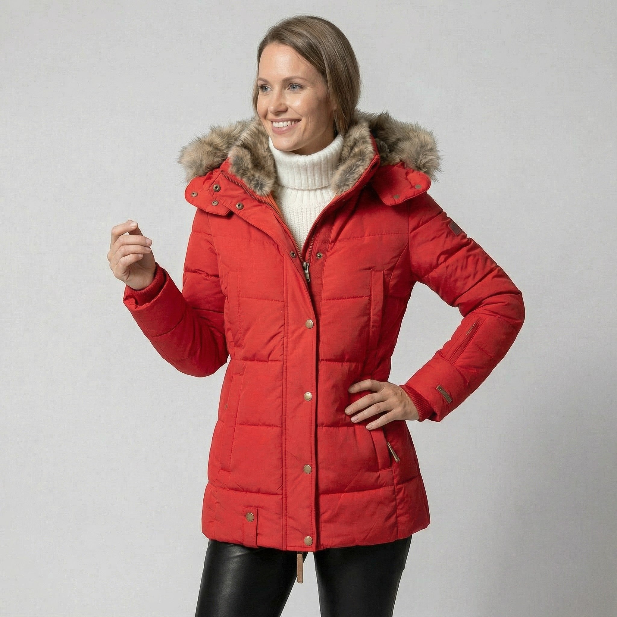 Riche | Manteau femme en coton à col en fourrure