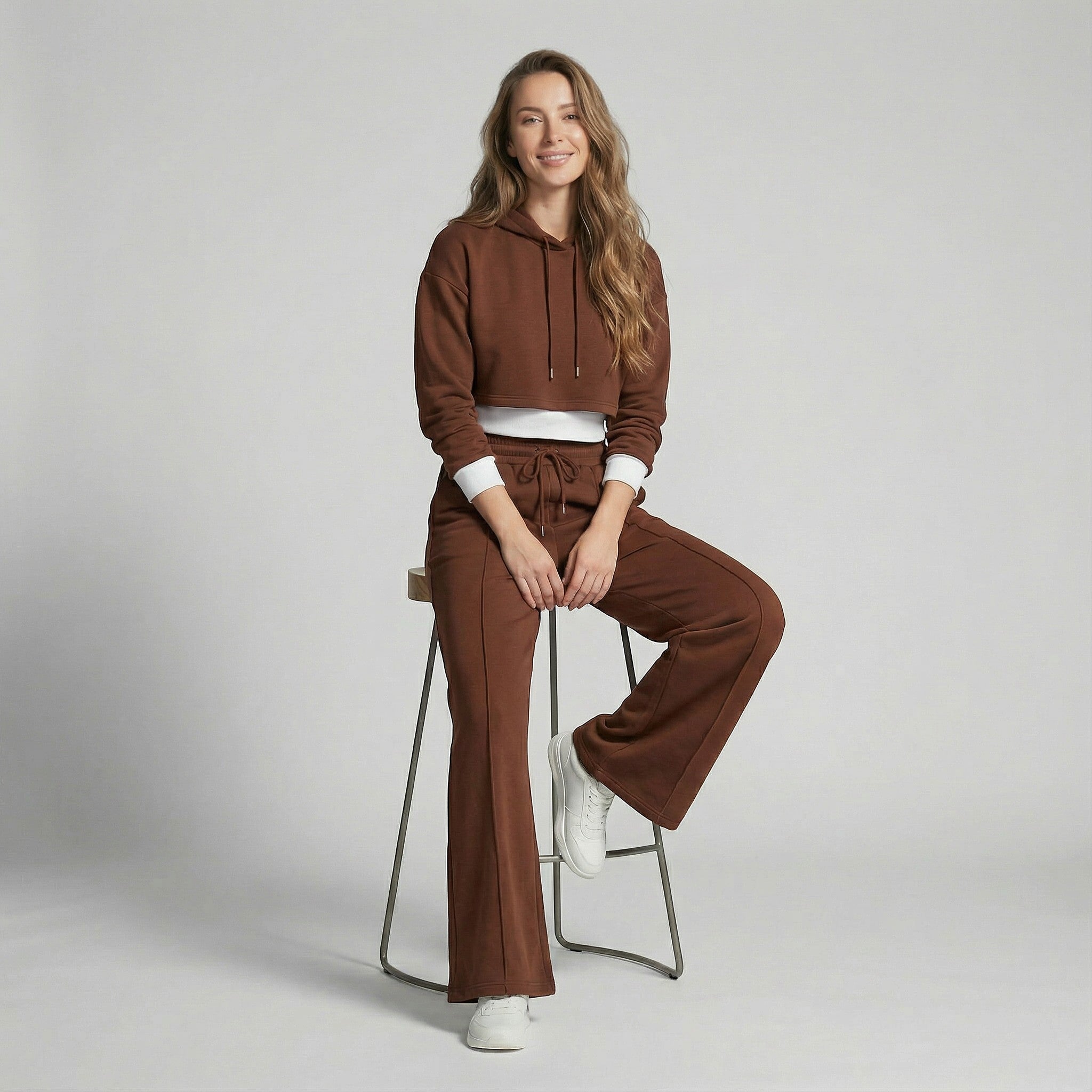 Riche | Ensemble d’intérieur à capuche en coton mélangé pour femme