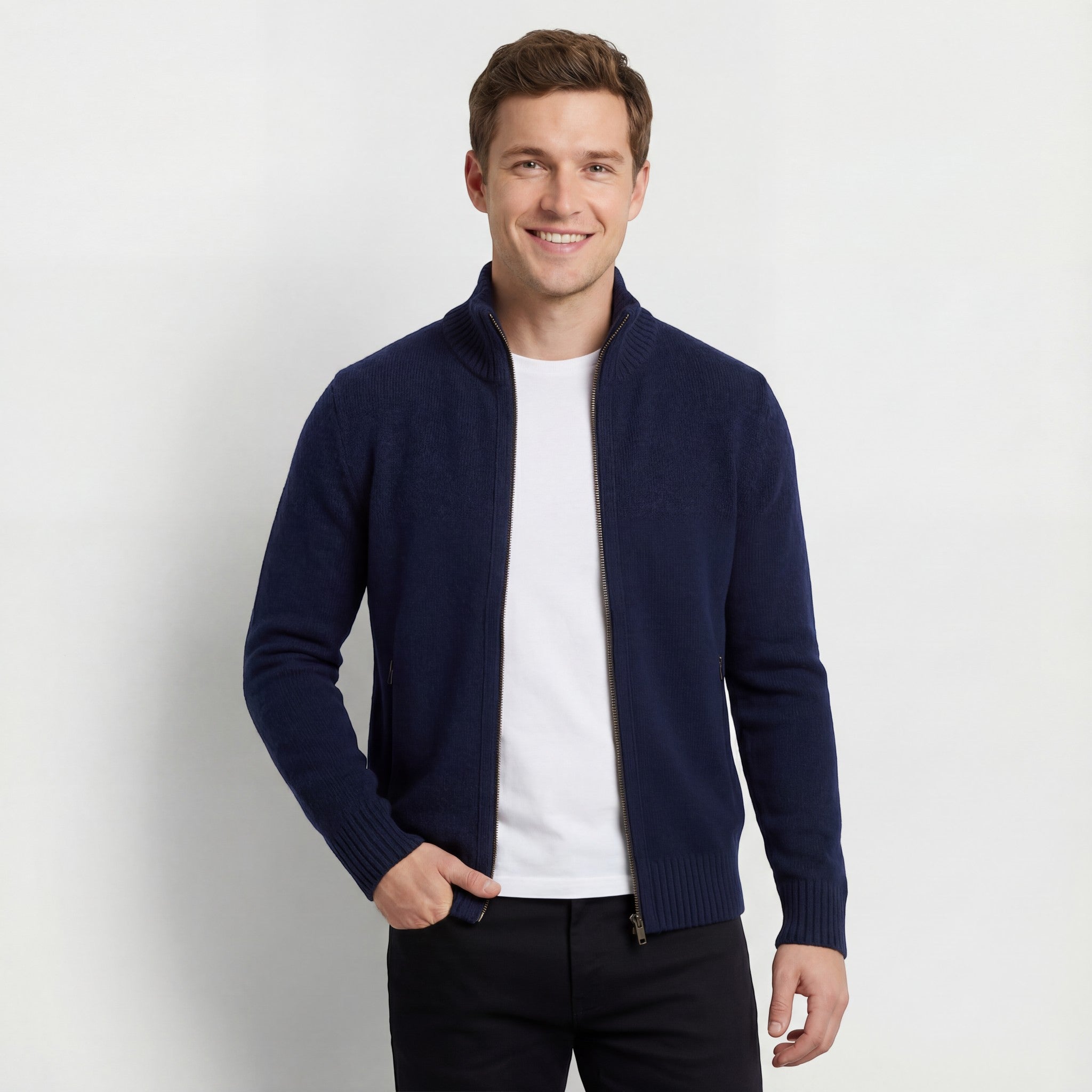 Riche | Gilet homme tricoté – uni décontracté coupe ajustée