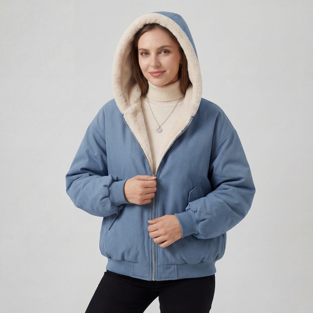 Riche | Vendbar Hættetrøje til Kvinder i Plysstof