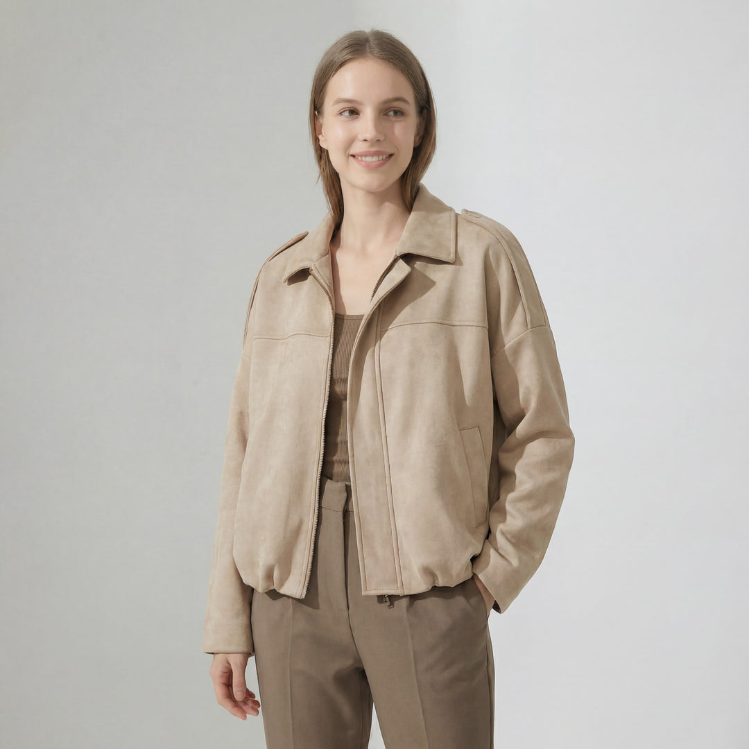 Veste en suédine pour femme – Coupe courte structurée