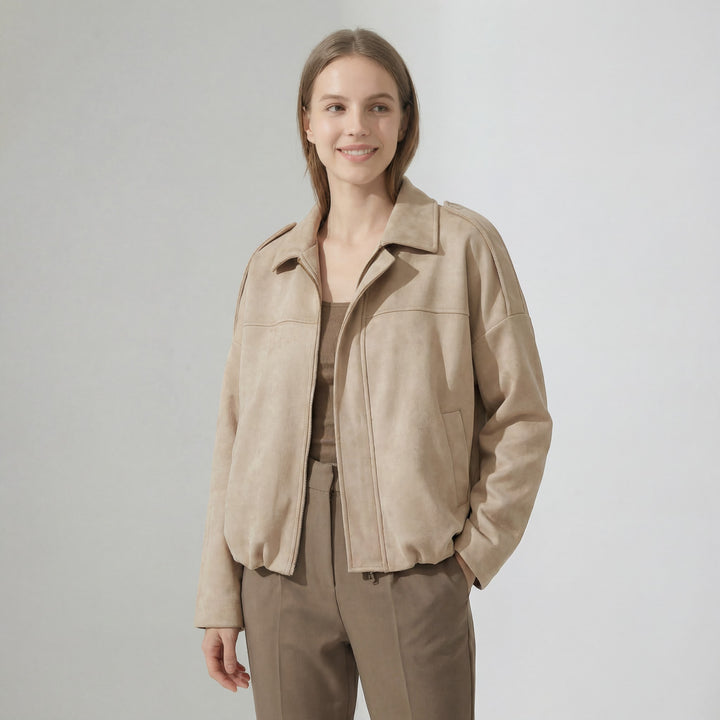 Veste en suédine pour femme – Coupe courte structurée