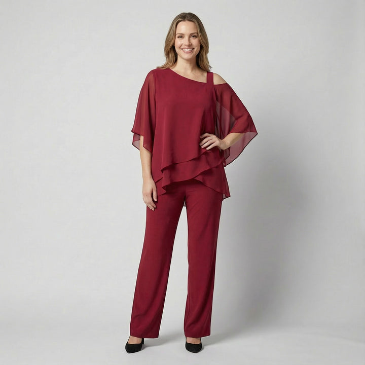 Women's batwing-sleeve top and pants set – Flowing fit