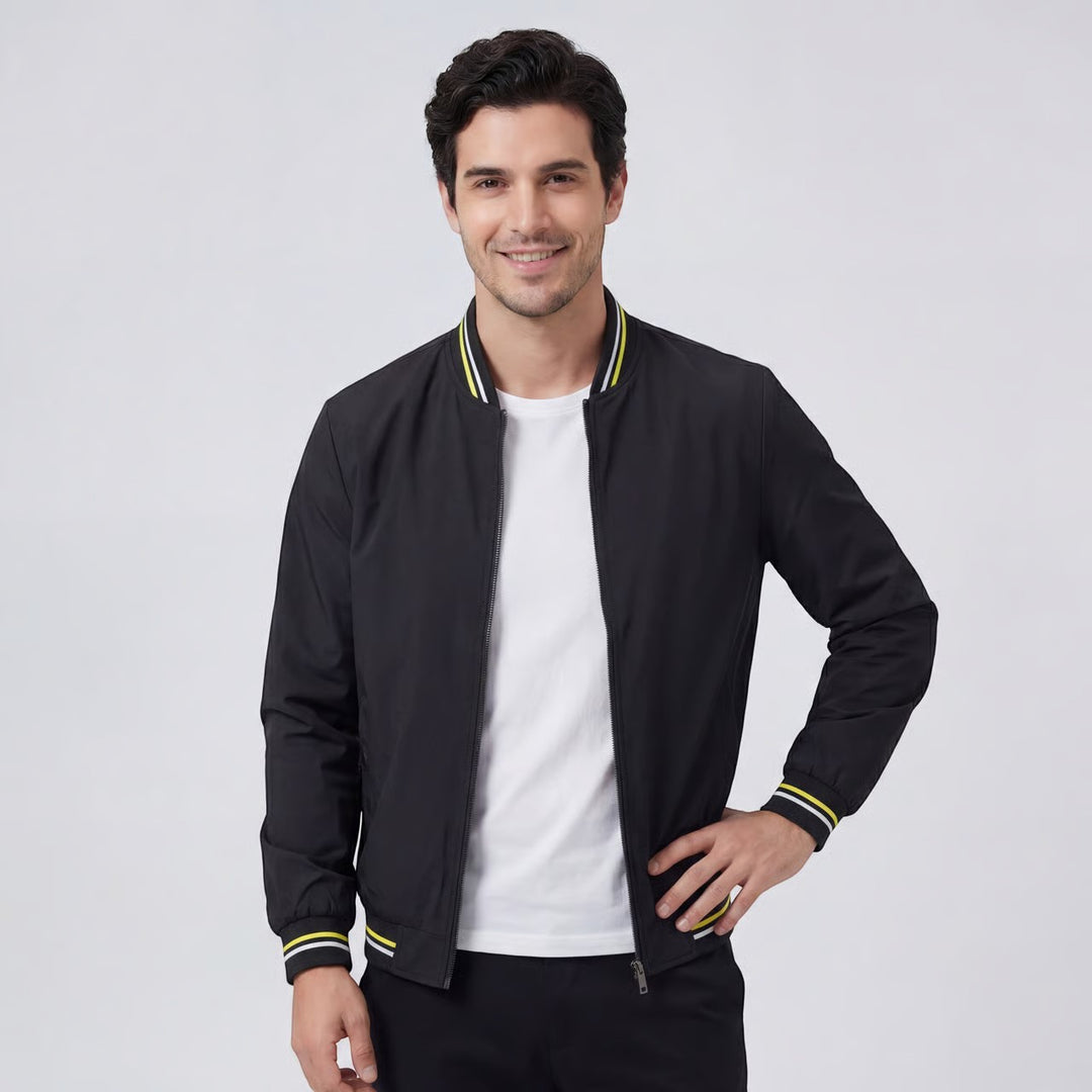 Riche | Veste Zippée Légère en Tissu Tissé à Col Montant pour Homme