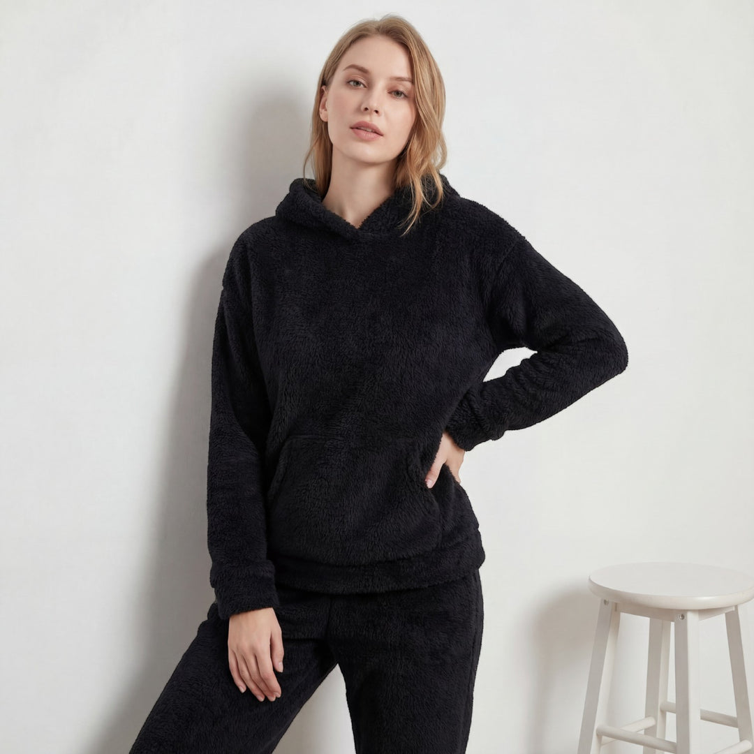 Riche | Women's Fleece Lounge Set with Hood and Elastic-Waist Pants