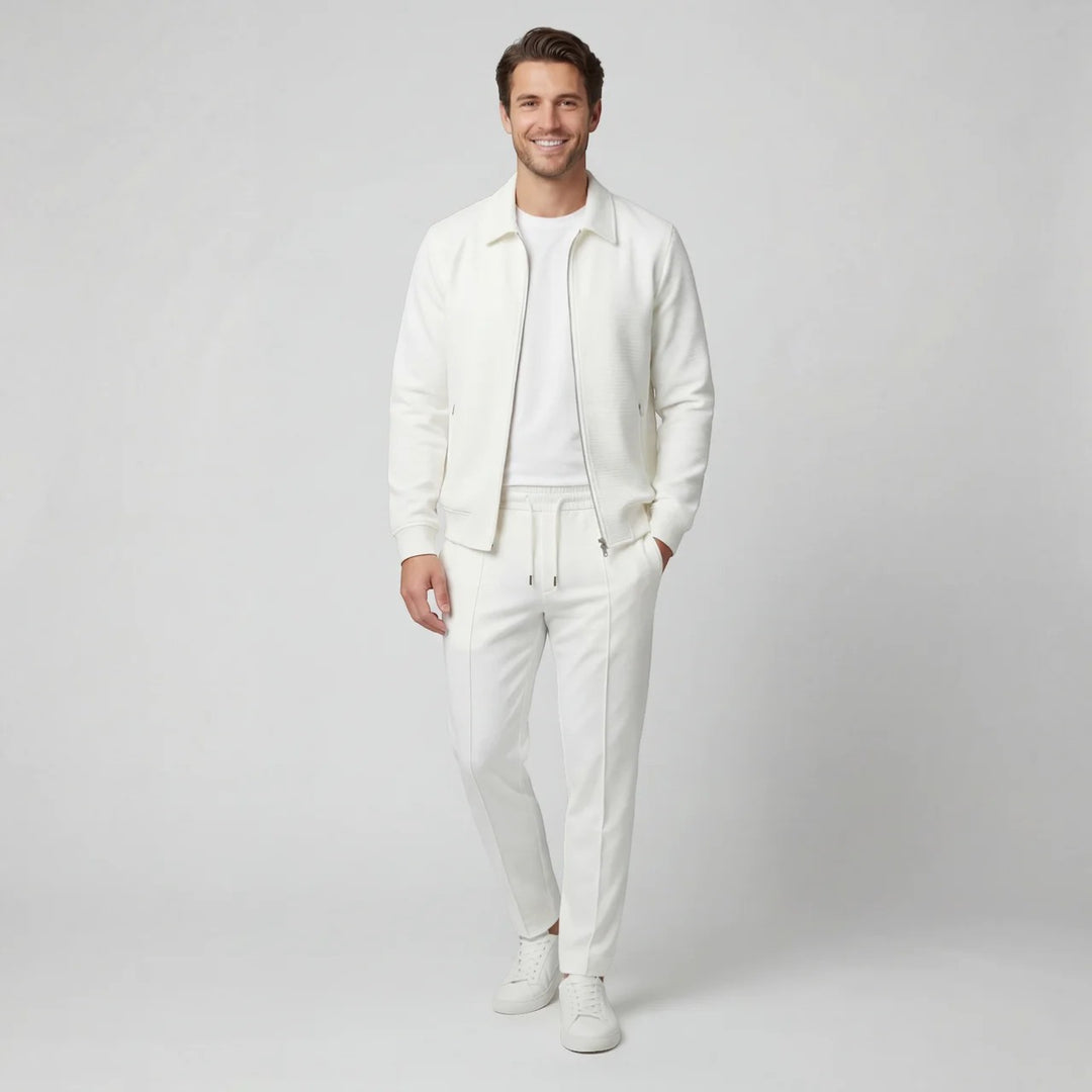 Herresæt med jakke og bukser i bomuldsblanding – Slim fit