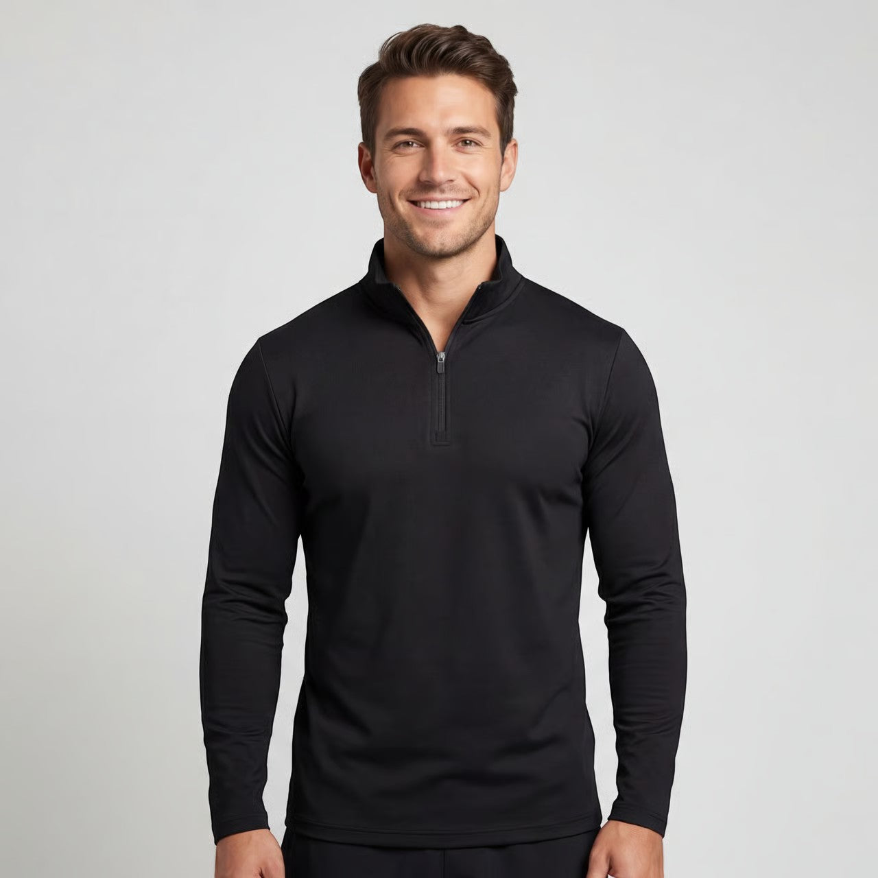 Riche | Quarter Zip Homme Manches Longues – Couche Athlétique Minimaliste