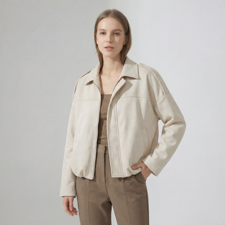 Veste en suédine pour femme – Coupe courte structurée
