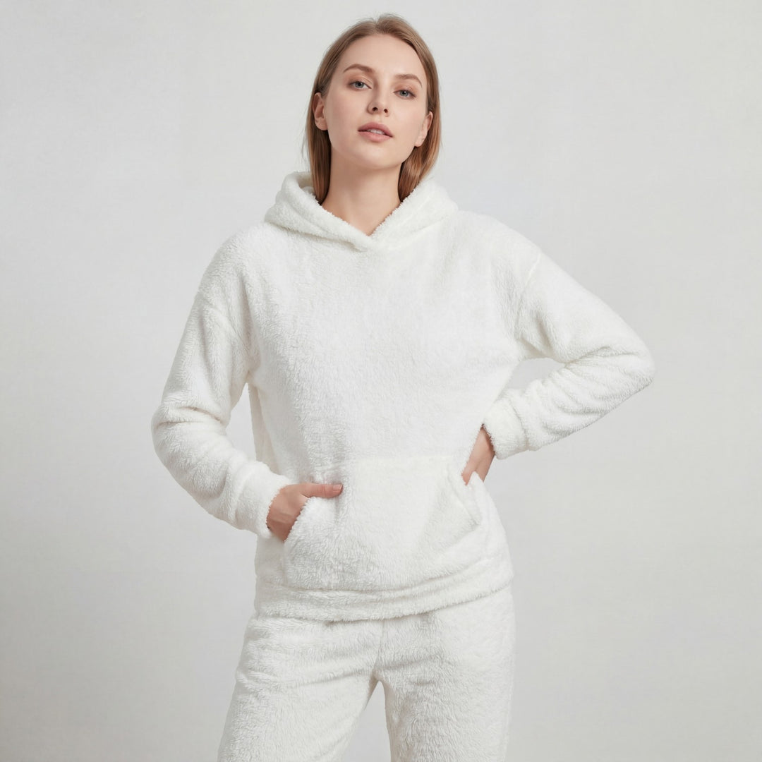 Riche | Women's Fleece Lounge Set with Hood and Elastic-Waist Pants