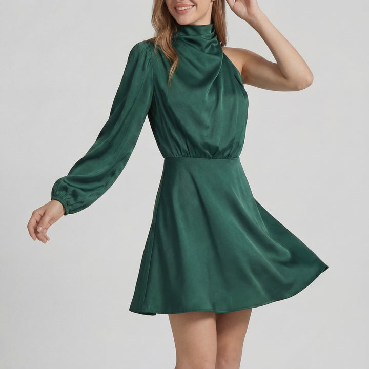 Asymmetrisches Satinkleid für Damen – Asymmetrischer Schnitt