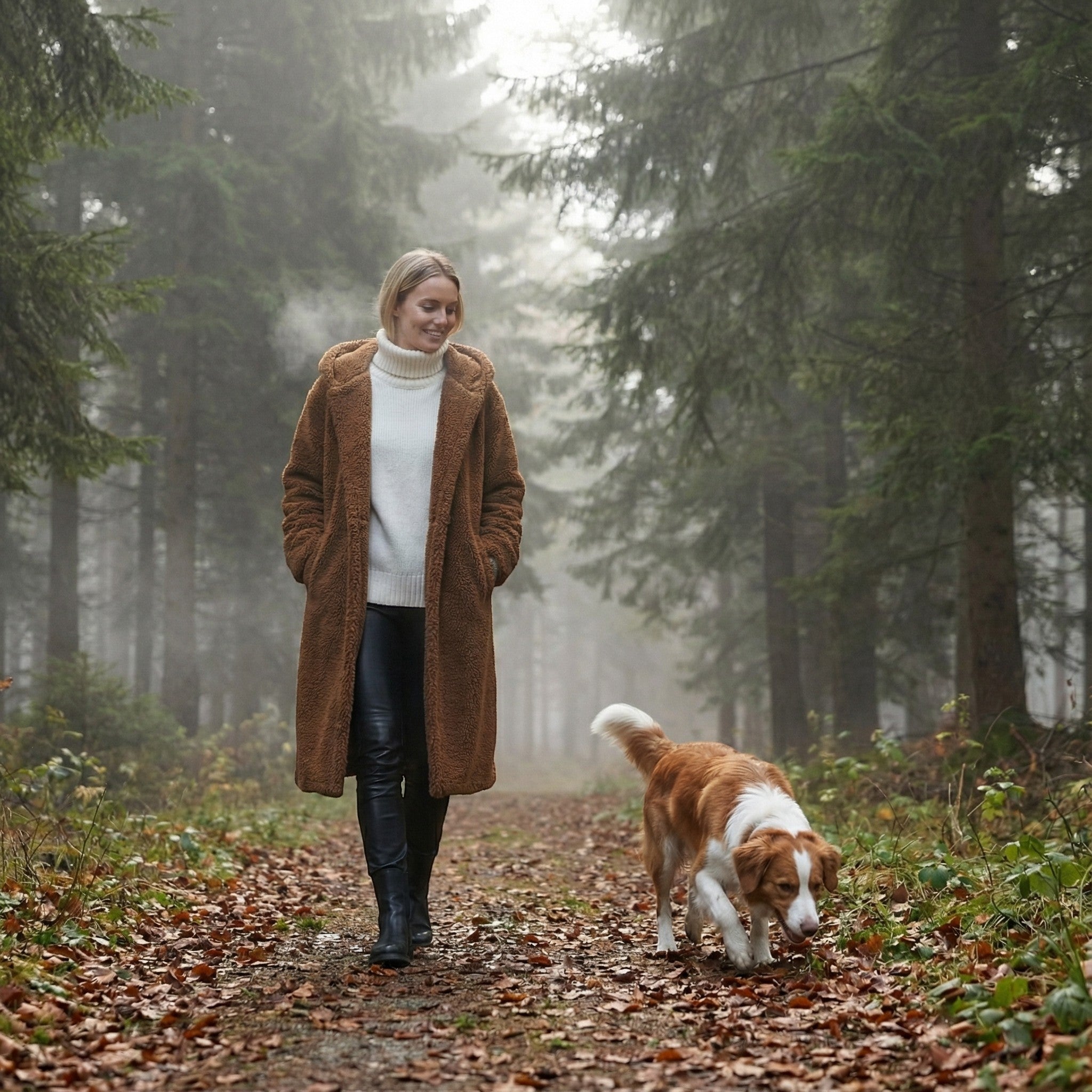 Riche | Manteau long femme en fausse fourrure teddy