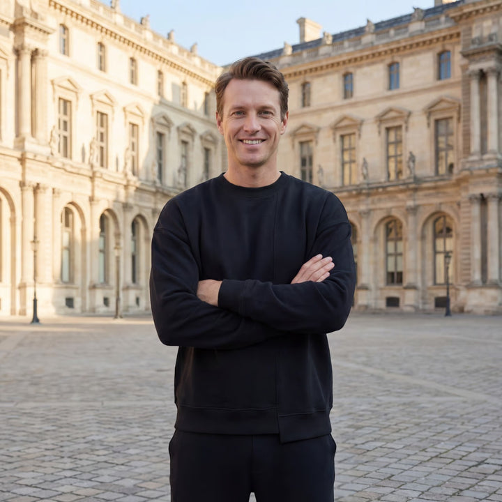 Pull homme en coton mélangé – Coupe décontractée col rond