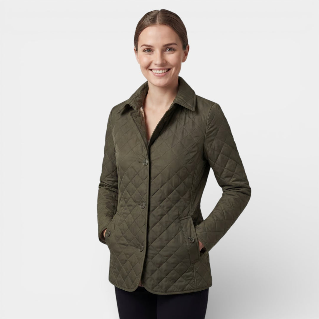 Veste matelassée femme à revers en coton rembourré – Coupe ajustée structurée
