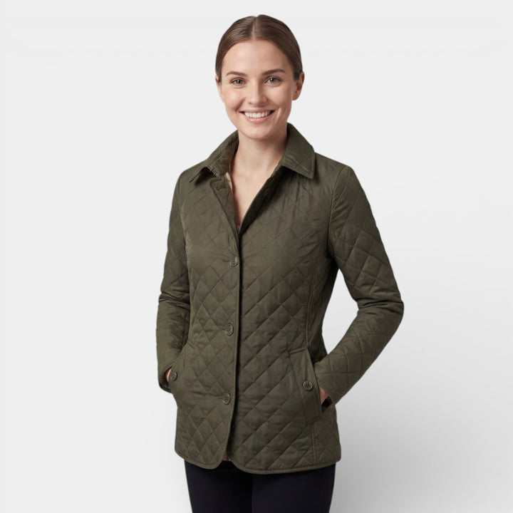 Veste matelassée femme à revers en coton rembourré – Coupe ajustée structurée