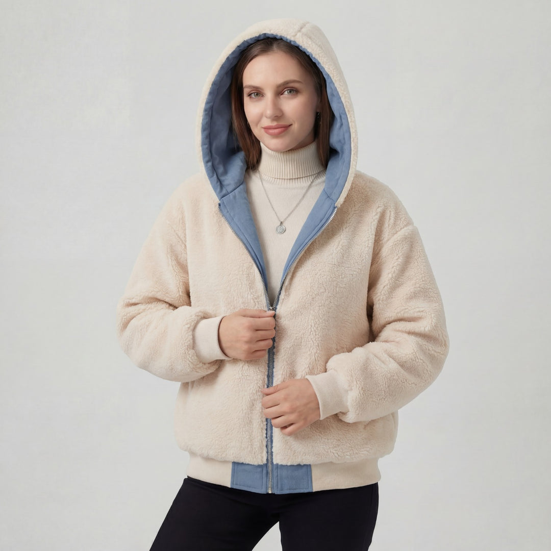 Riche | Vendbar Hættetrøje til Kvinder i Plysstof