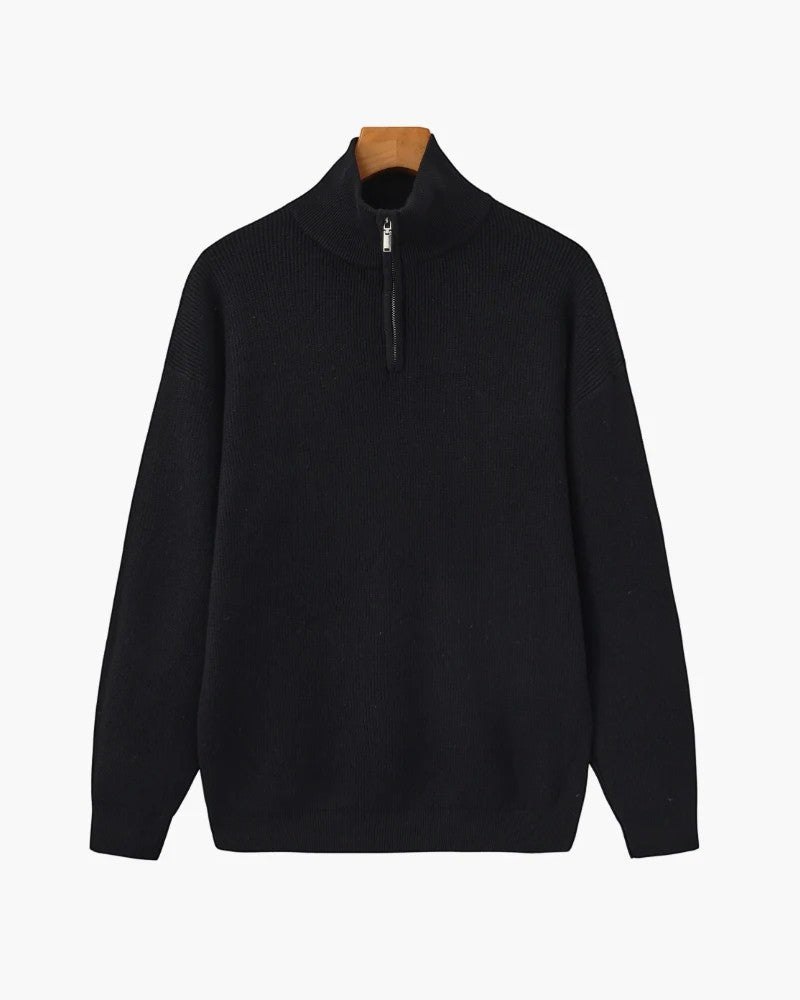 Pull Homme en Maille Fine Demi-Zip – Col Montant