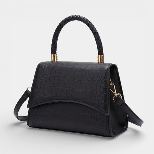 Riche | Sac Femme Bandoulière en Cuir Gaufré Croco avec Poignée