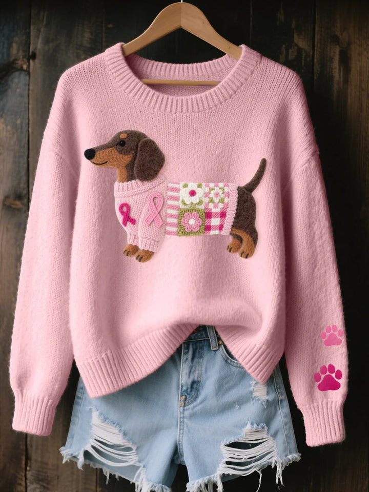 Women's Round-Neck Knit Sweater – Regular Fit | Warm Textured Knit