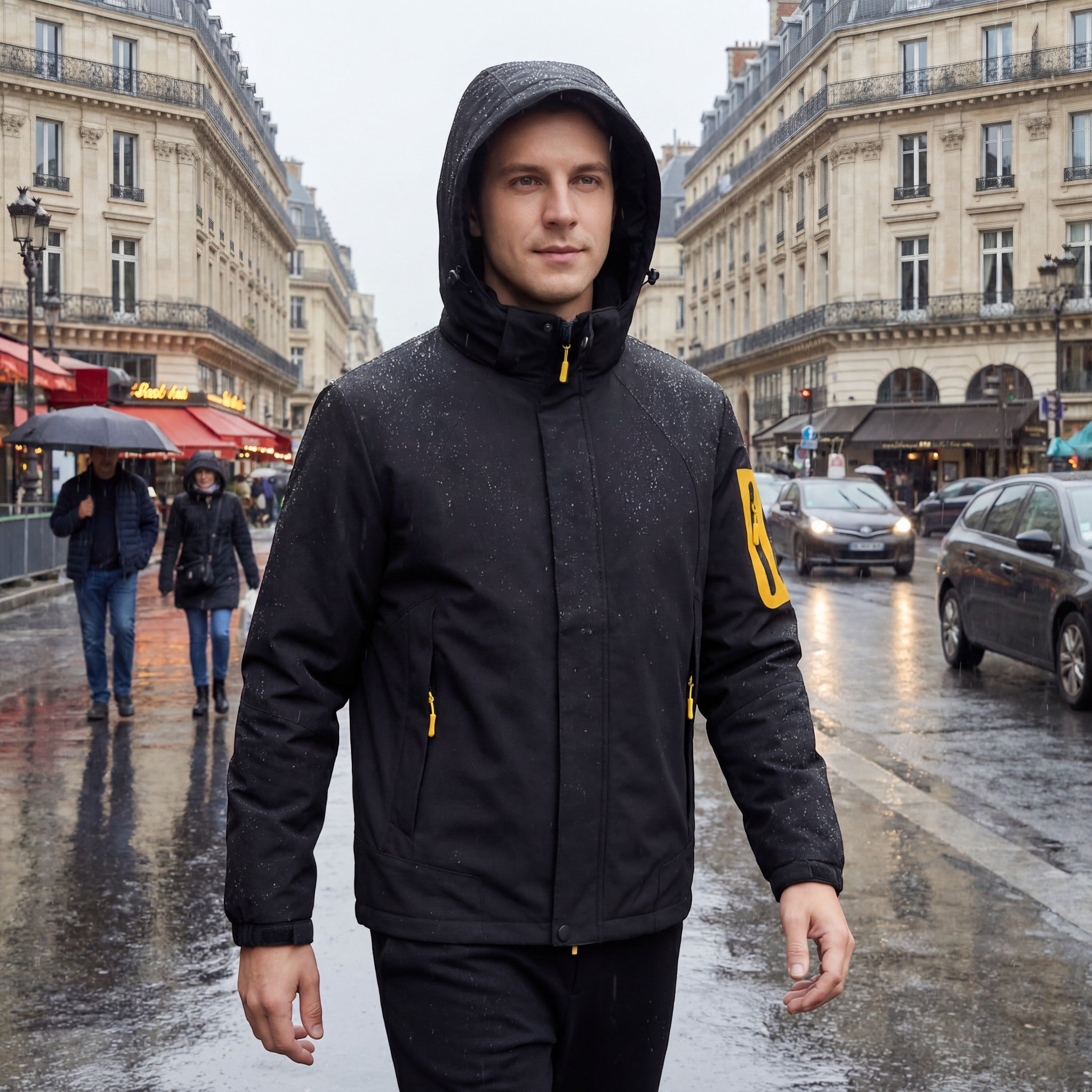 Riche | Veste à Capuche Imperméable et Coupe-Vent 3-en-1 Doublée Polaire pour Homme