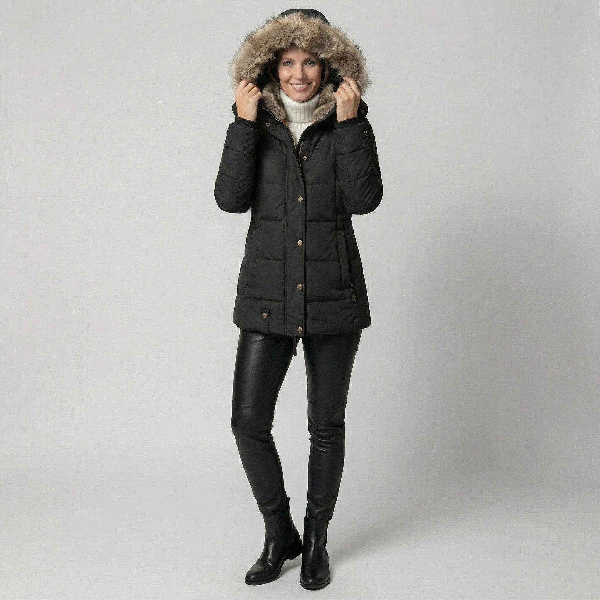 Riche | Manteau femme en coton à col en fourrure