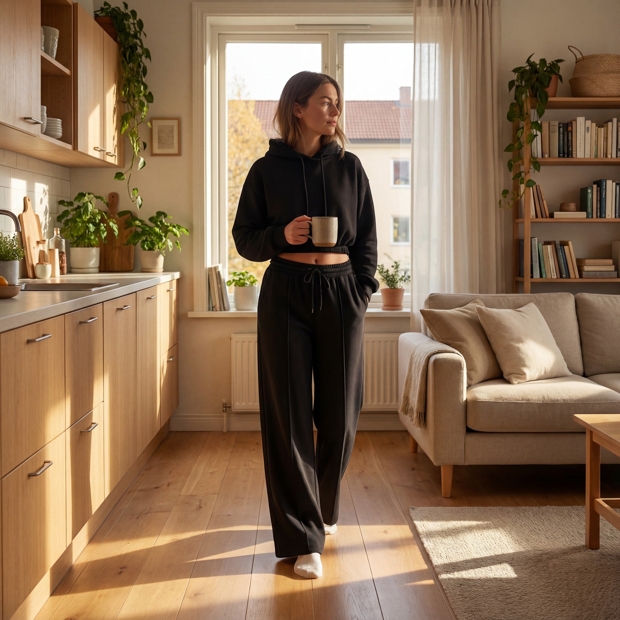 Riche | Ensemble femme en maille fine à capuche