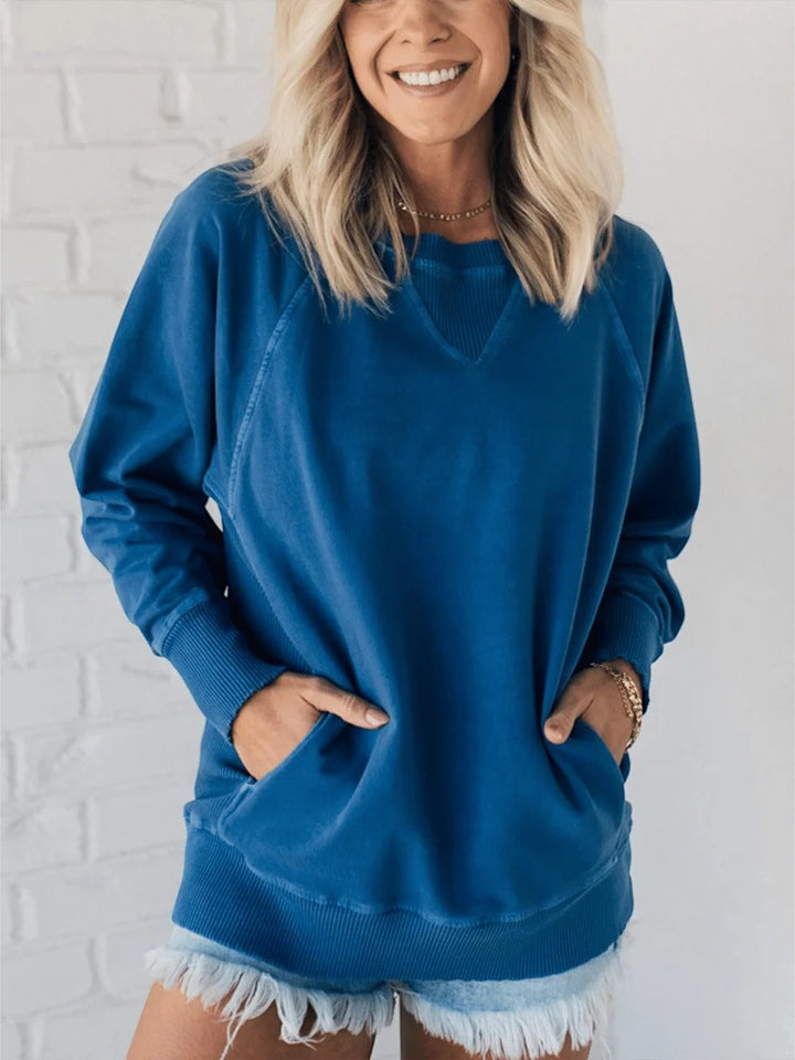Riche | Women's Round-Neck Knit Sweater with Ribbed Trim