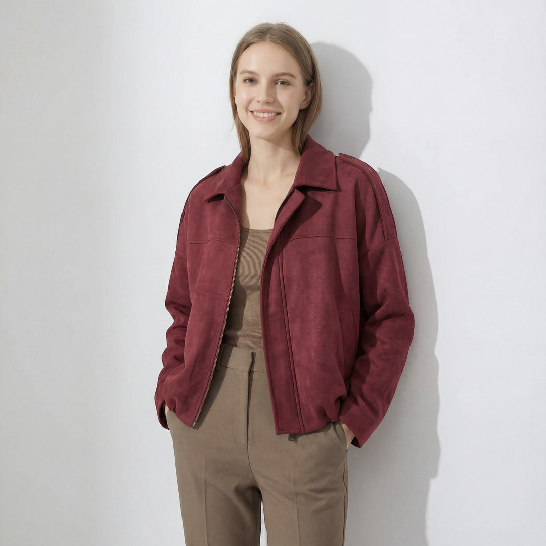 Veste en suédine pour femme – Coupe courte structurée