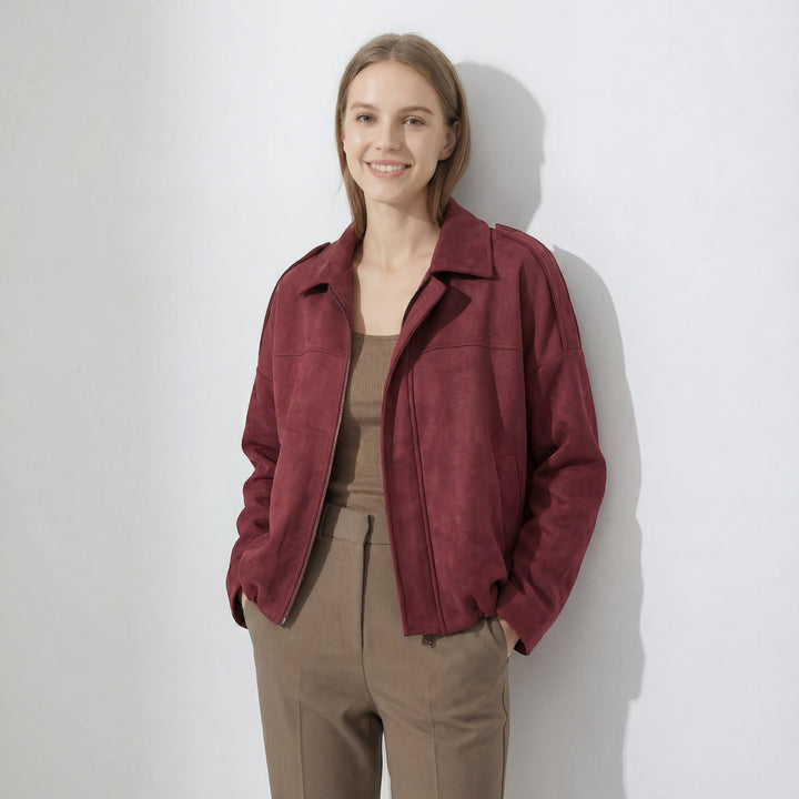 Veste en suédine pour femme – Coupe courte structurée