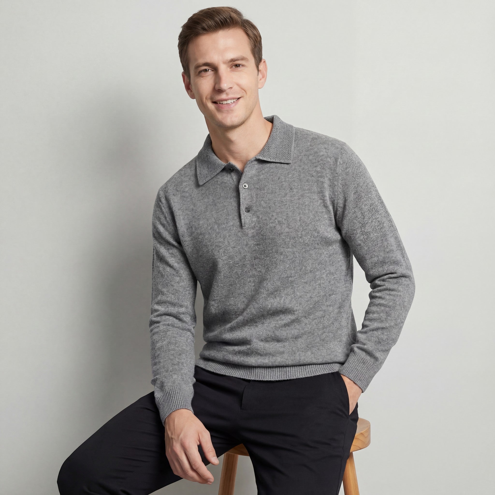 Riche | Pull polo en laine pour homme