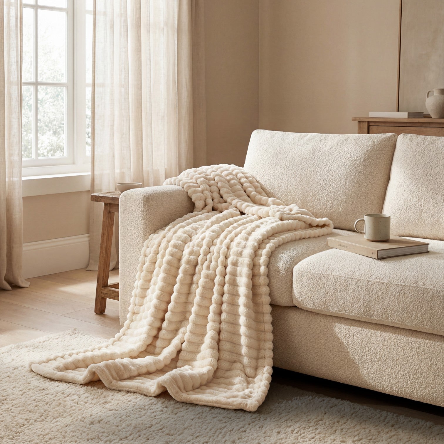 Riche | Plaid Femme Fluffy en Tissu Pelucheux