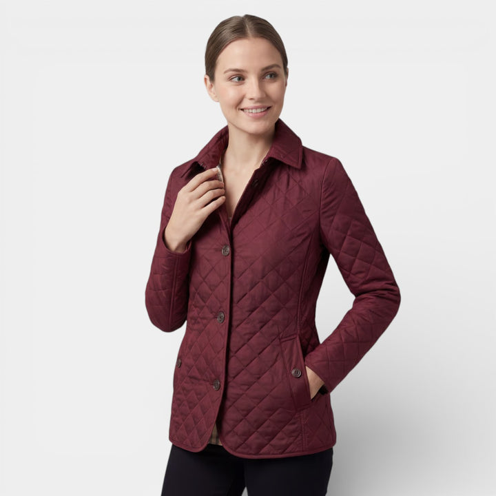 Veste matelassée femme à revers en coton rembourré – Coupe ajustée structurée