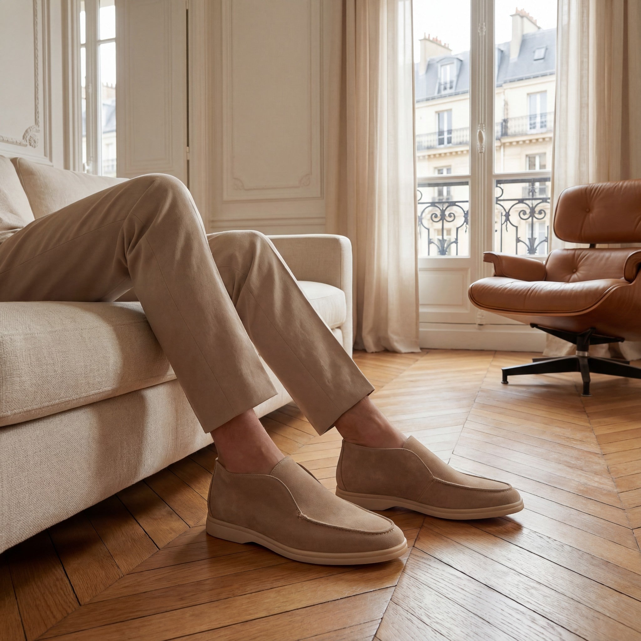 Riche | Mocassins Hauts Homme en Suède – Minimalistes Rétro Slip-On