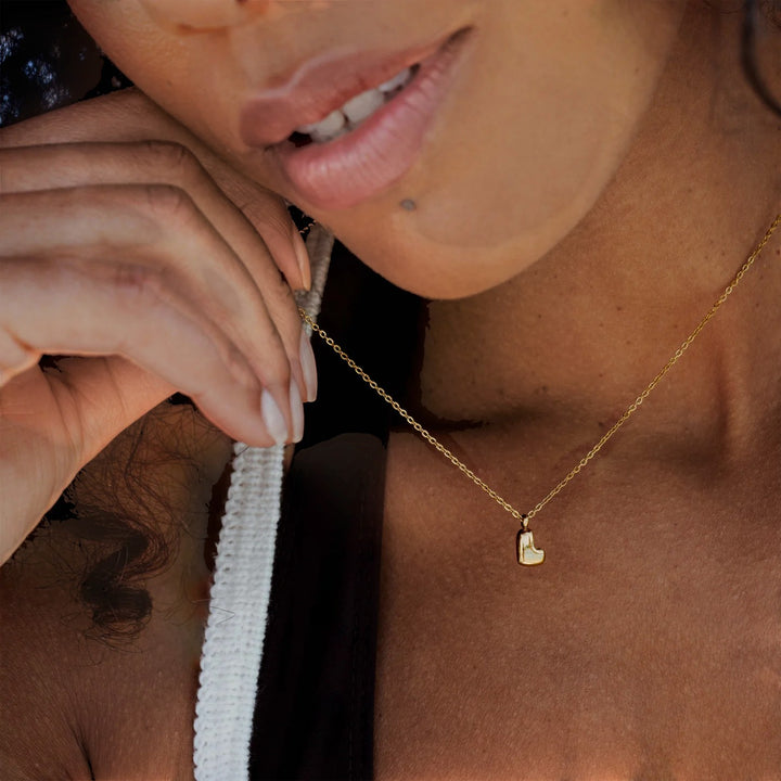 Collier Initiale Plaqué Or pour Femme – Pendentif Lettre Bubble